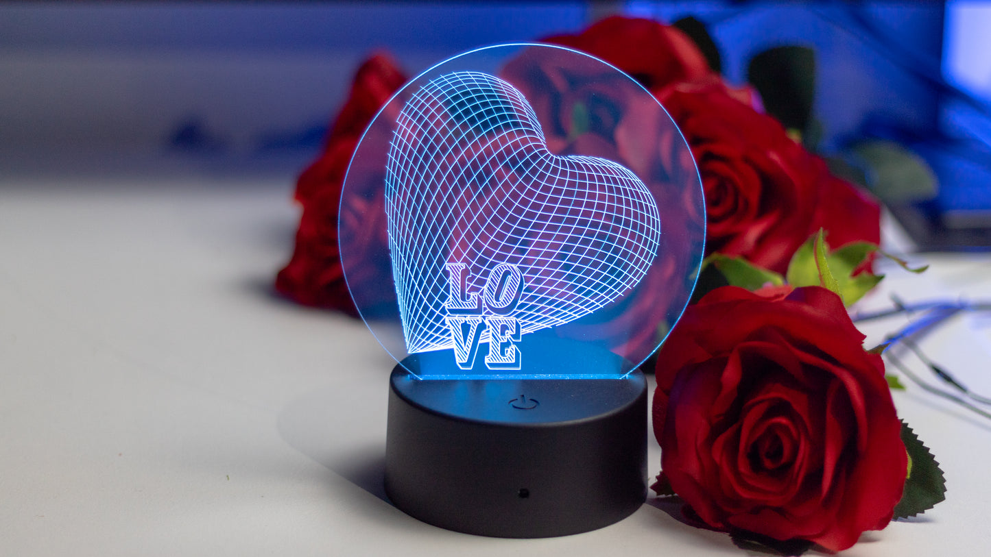 "Love" Circle Acrylic Engraved Night Light