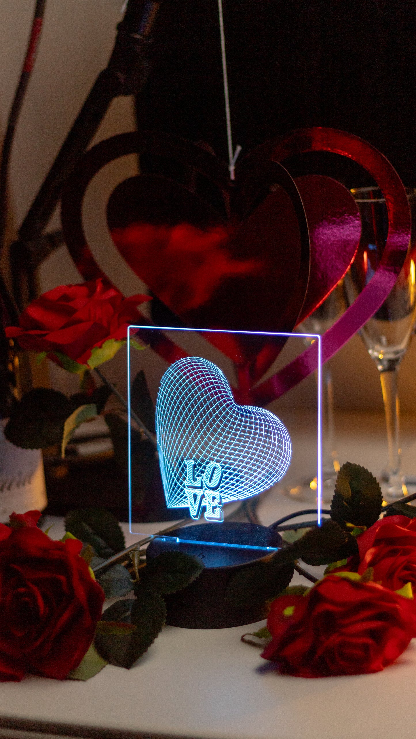 "Love" Circle Acrylic Engraved Night Light