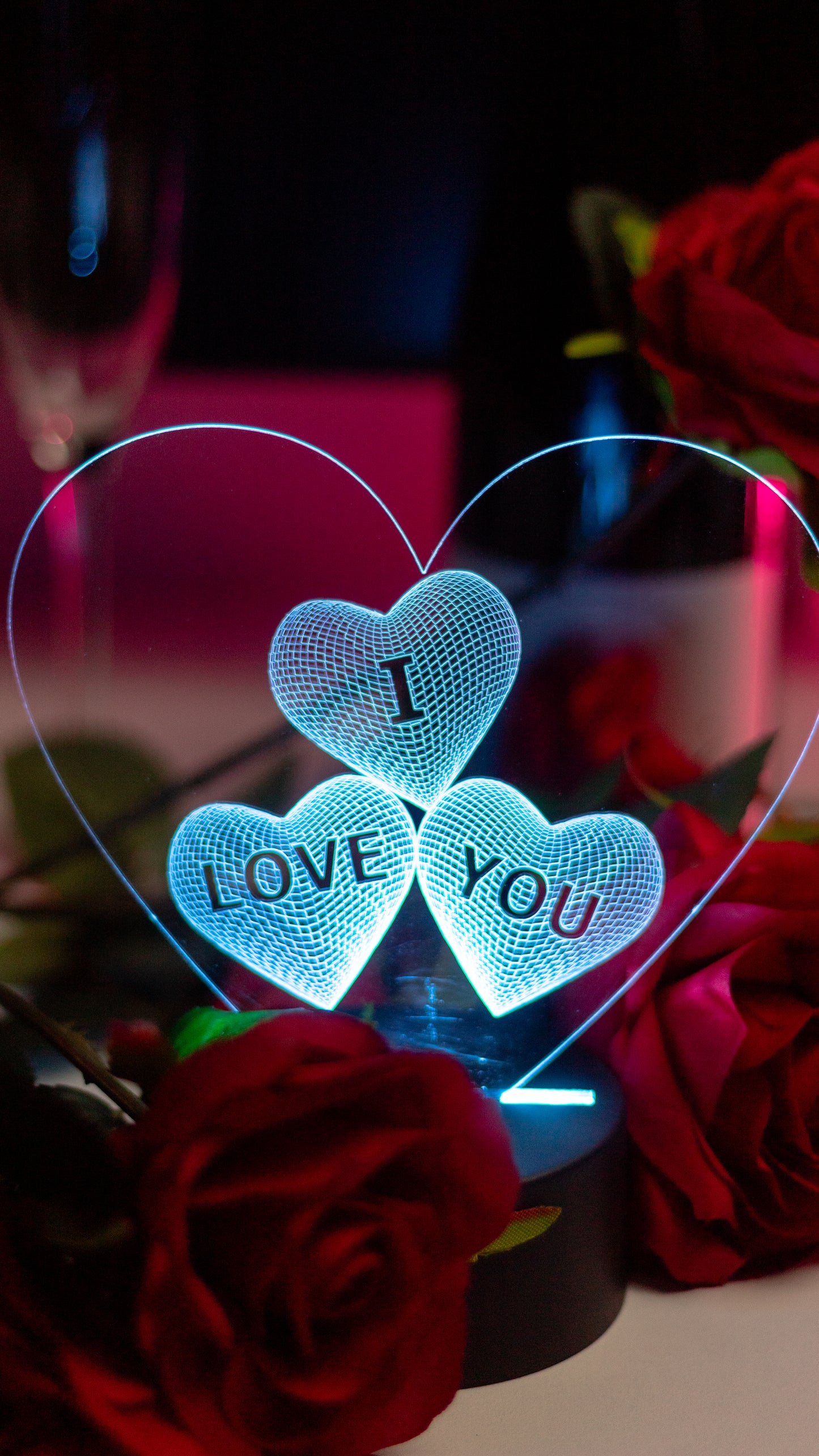 "I Love You" Heart Acrylic Engraved Night Light