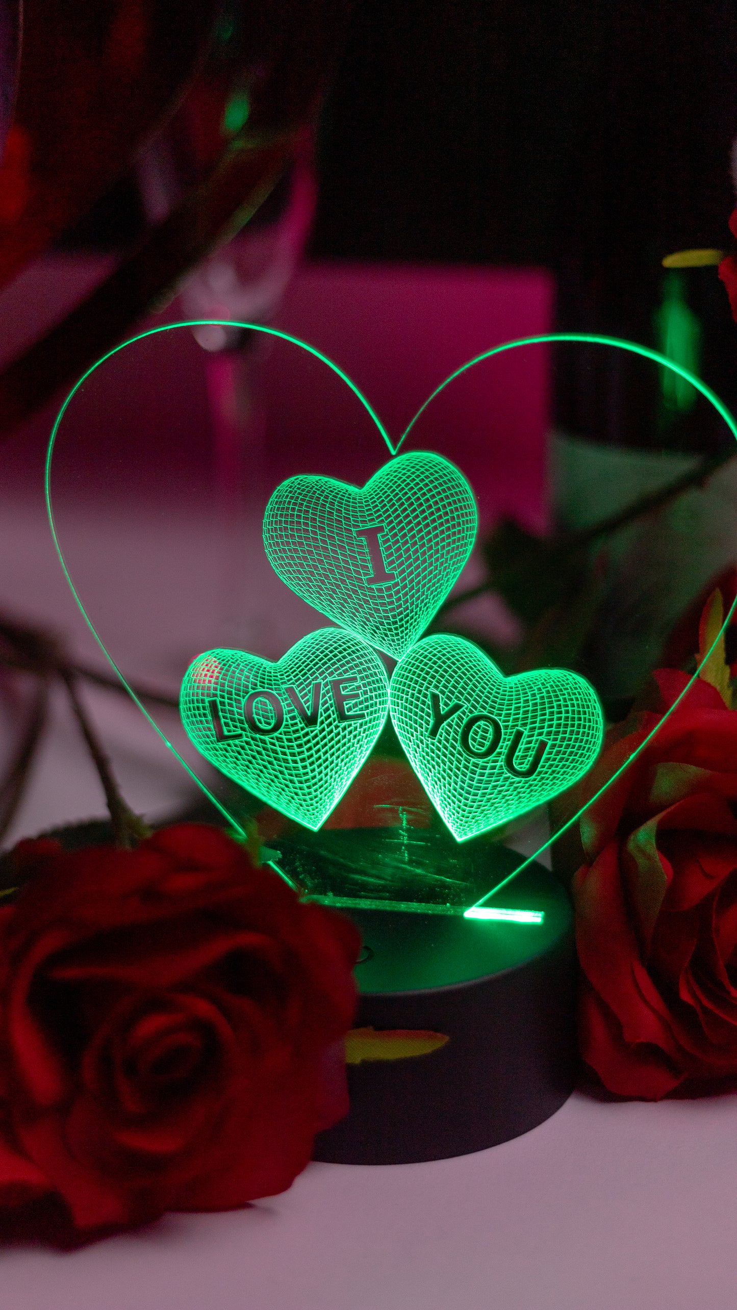 "I Love You" Heart Acrylic Engraved Night Light