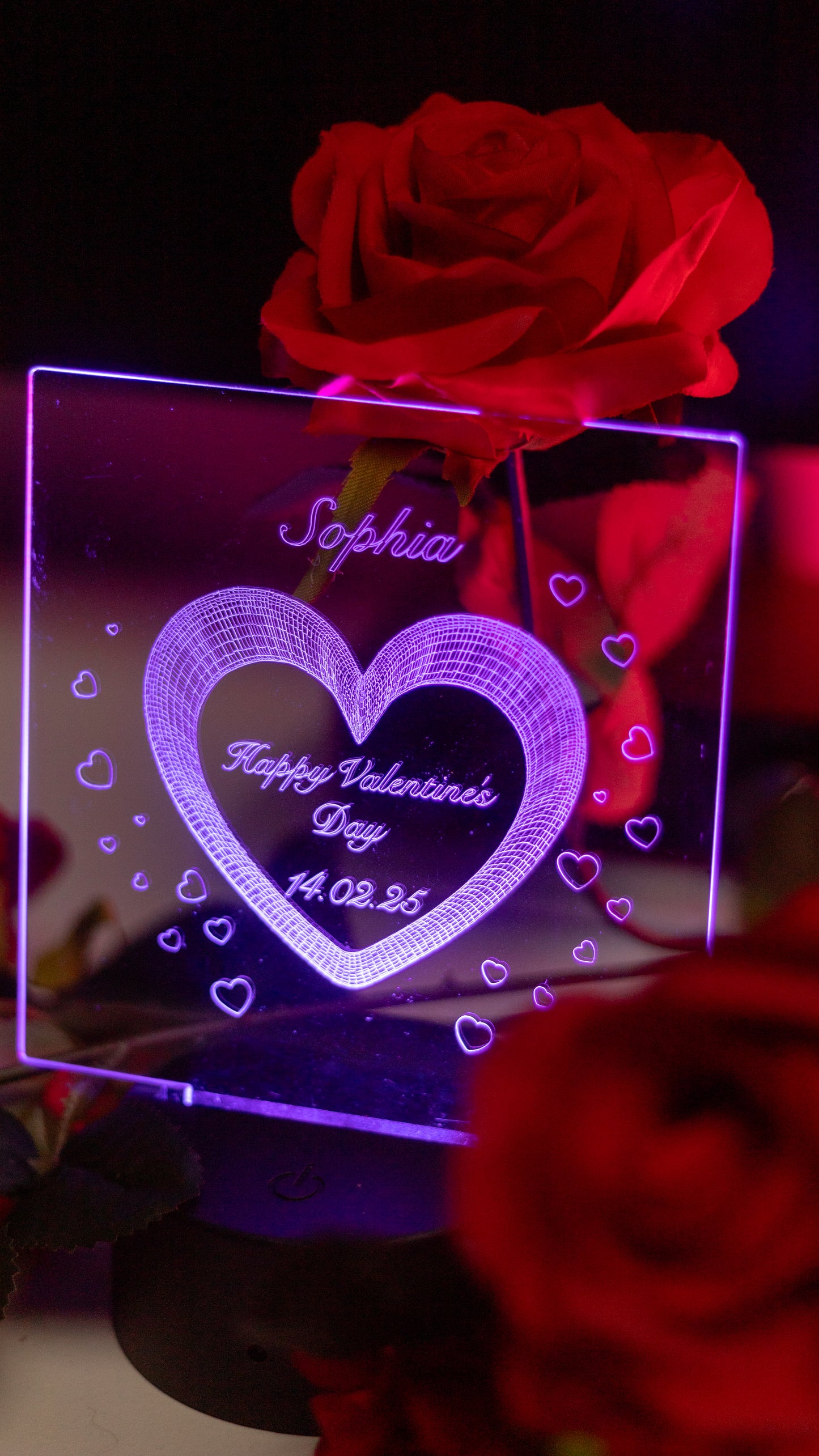 Personalized "Happy Valentine's Day" Acrylic Engraved Night Light