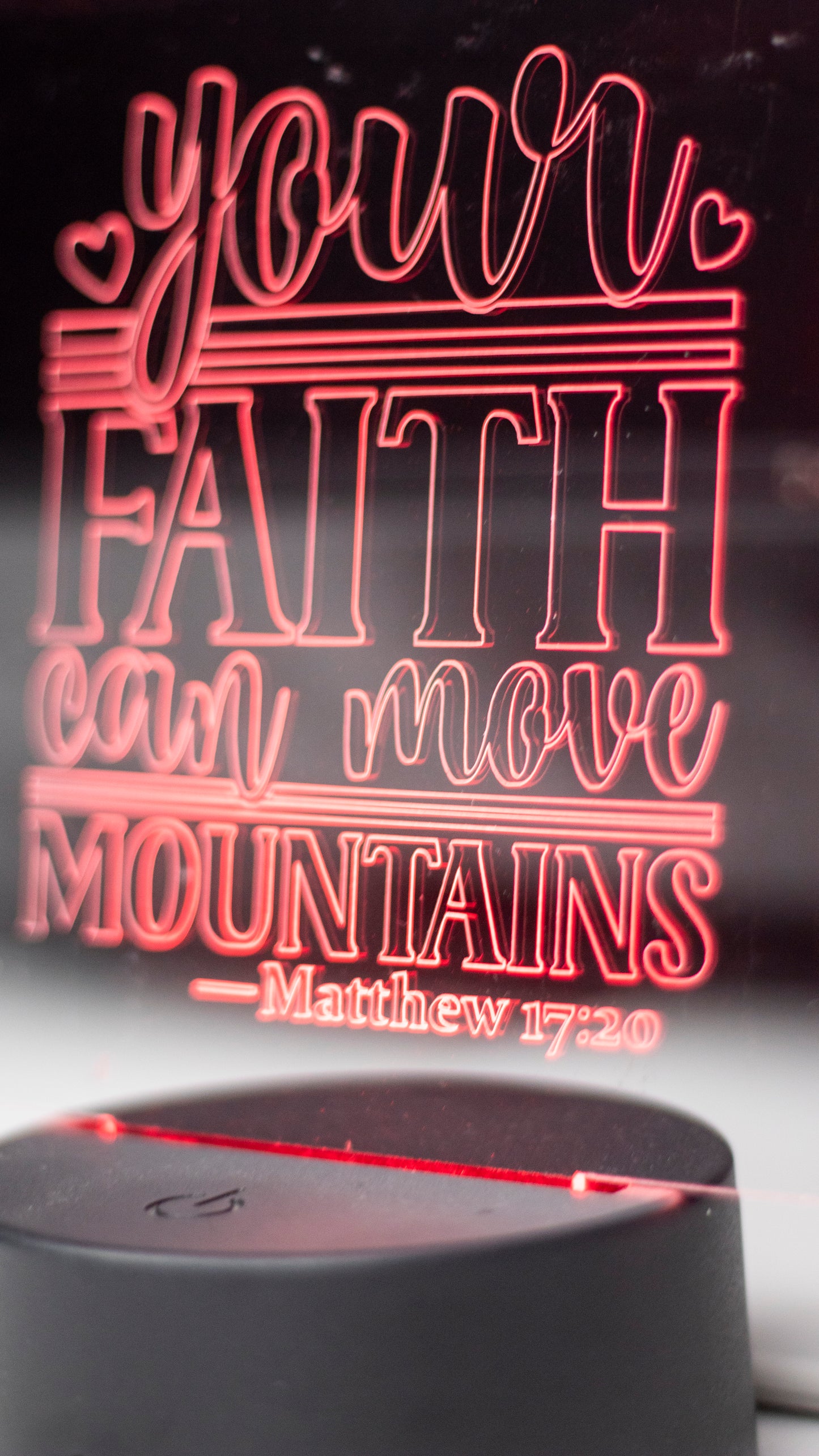 "Your Faith Can Move Mountains" Acrylic Engraved Night Light