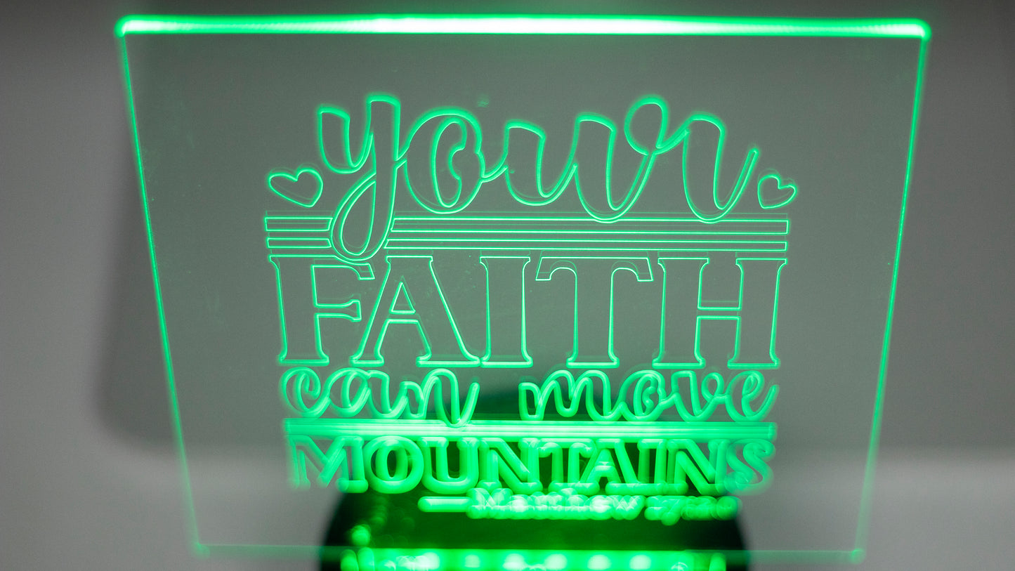 "Your Faith Can Move Mountains" Acrylic Engraved Night Light