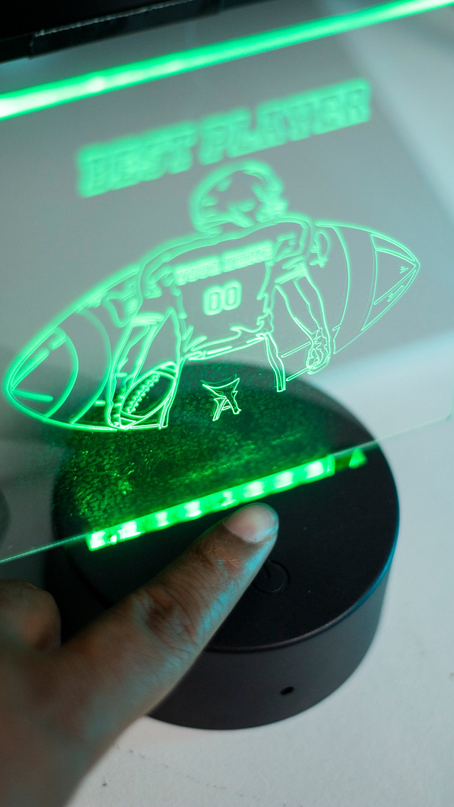 Personalised American Football 'Best Player' Acrylic Engraved Night Light