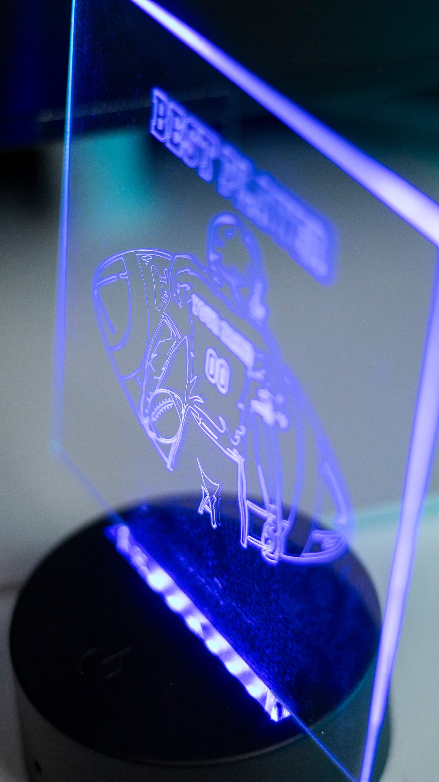 Personalised American Football 'Best Player' Acrylic Engraved Night Light