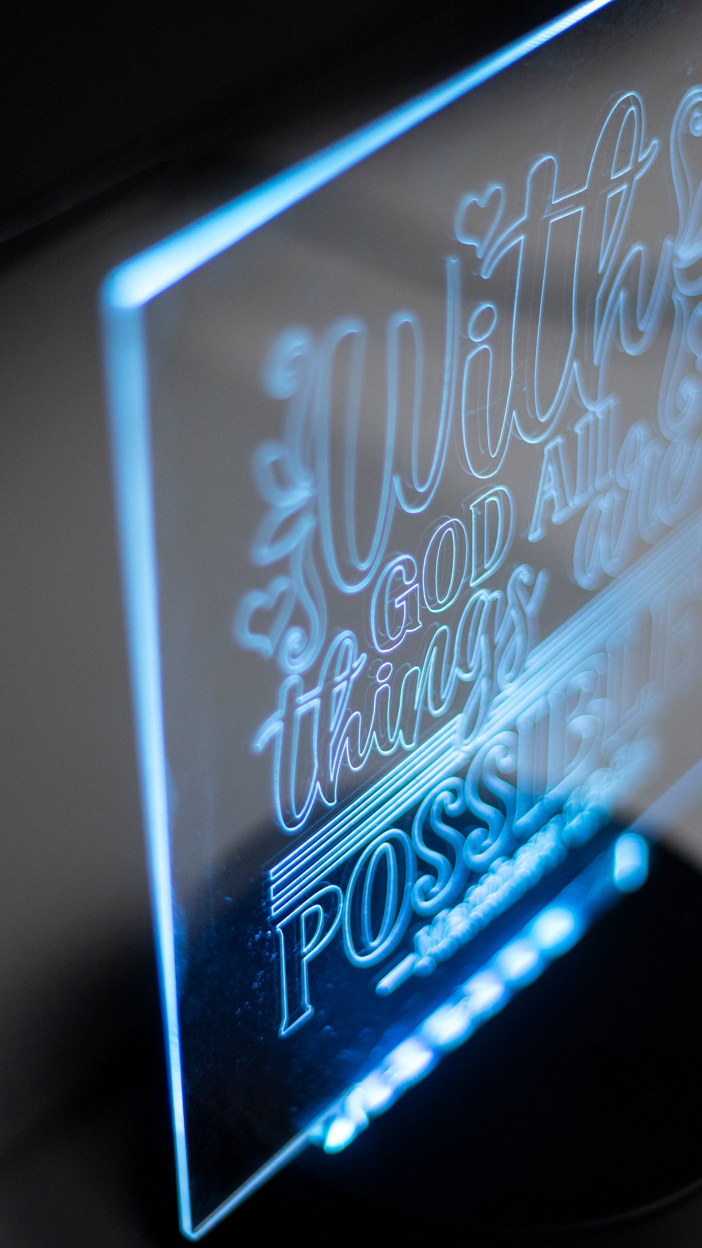 "With God all Things are Possible" Acrylic Engraved Night Light