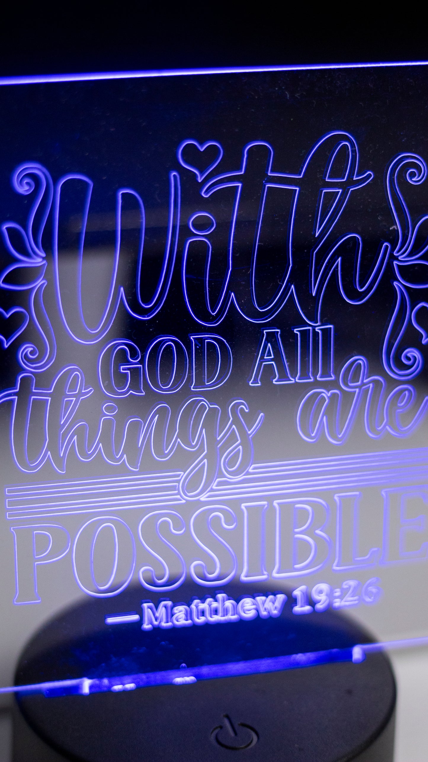 "With God all Things are Possible" Acrylic Engraved Night Light