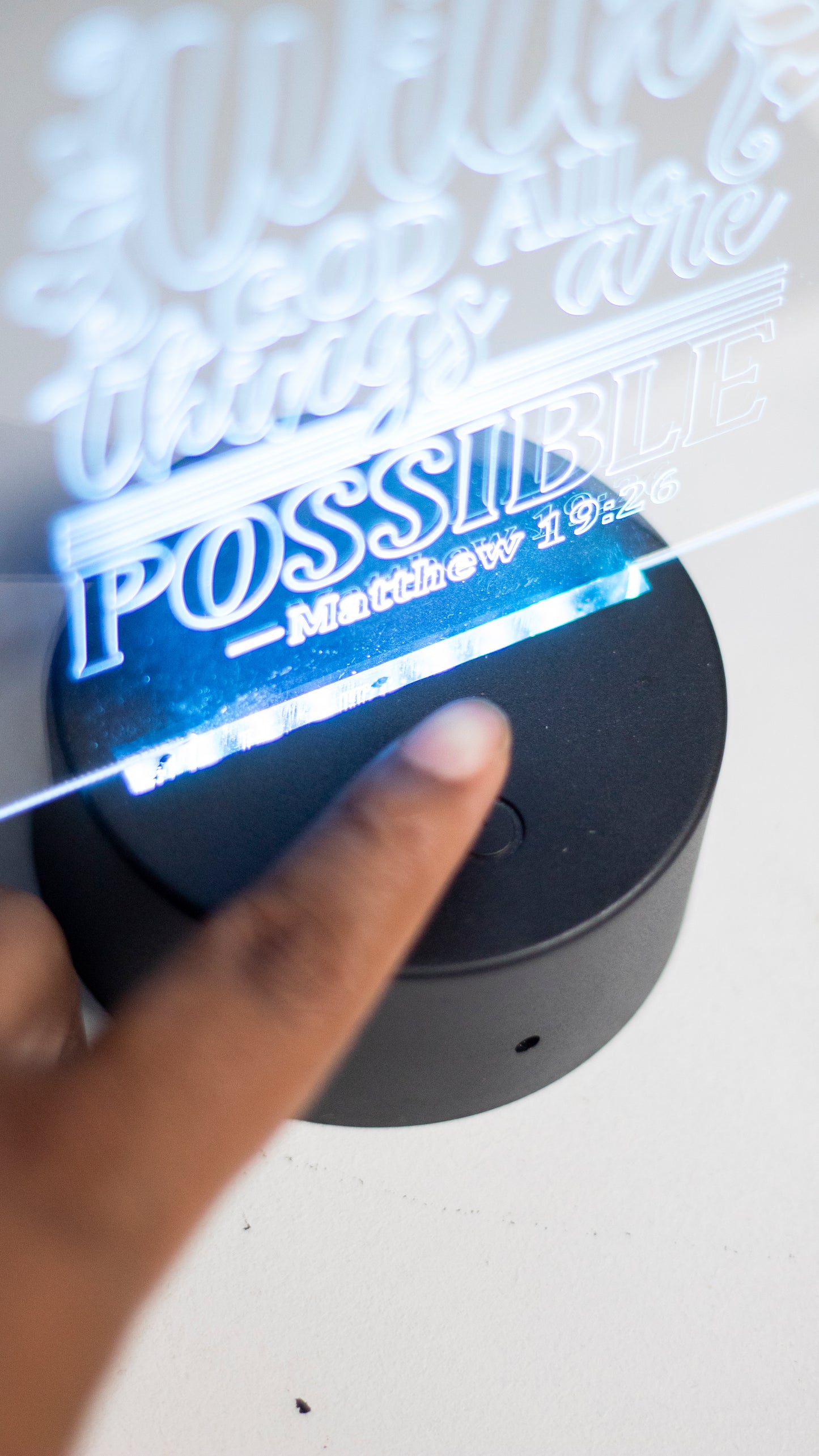 "With God all Things are Possible" Acrylic Engraved Night Light