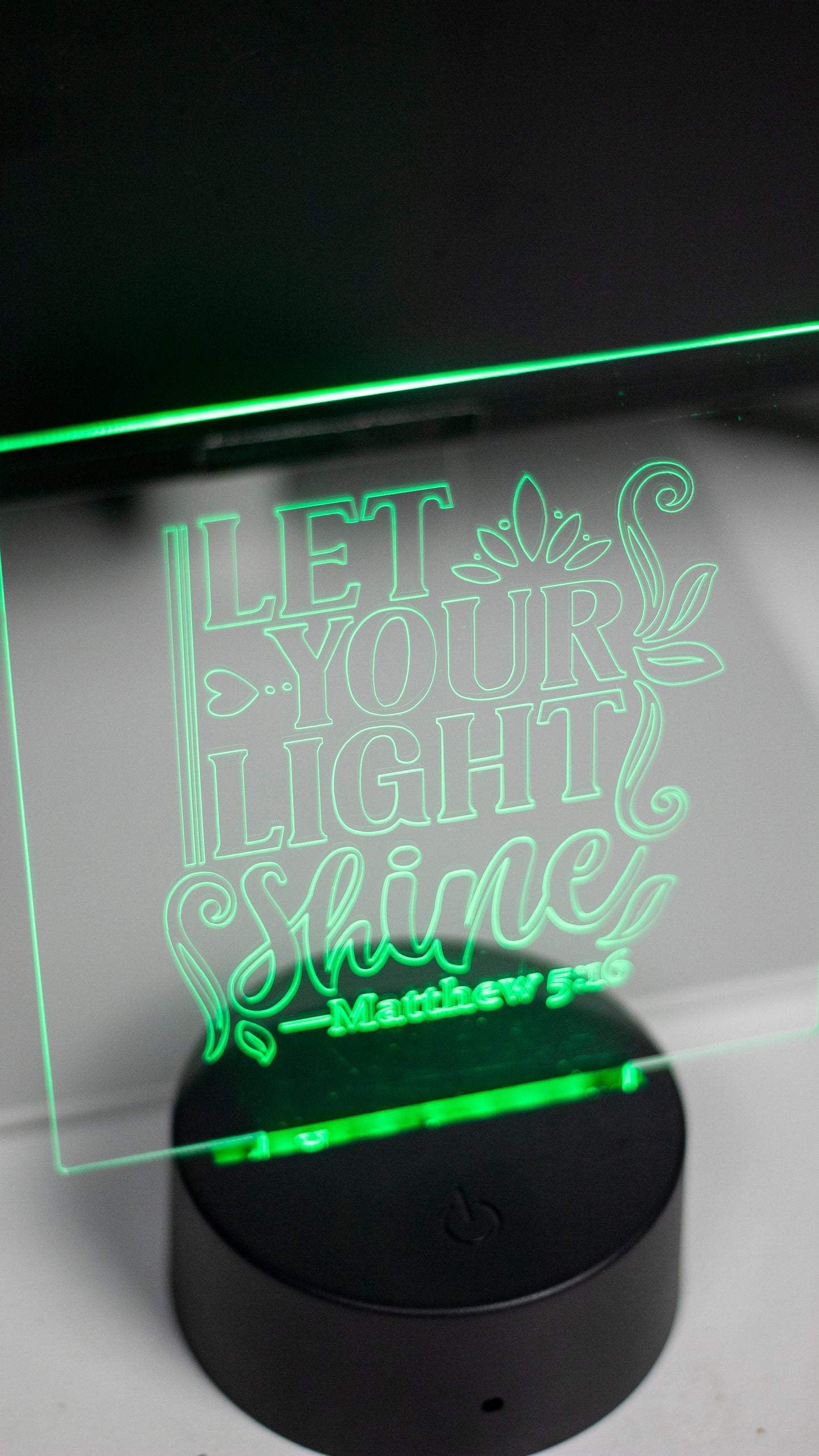 "Let Your Light Shine" Acrylic Engraved Night Light