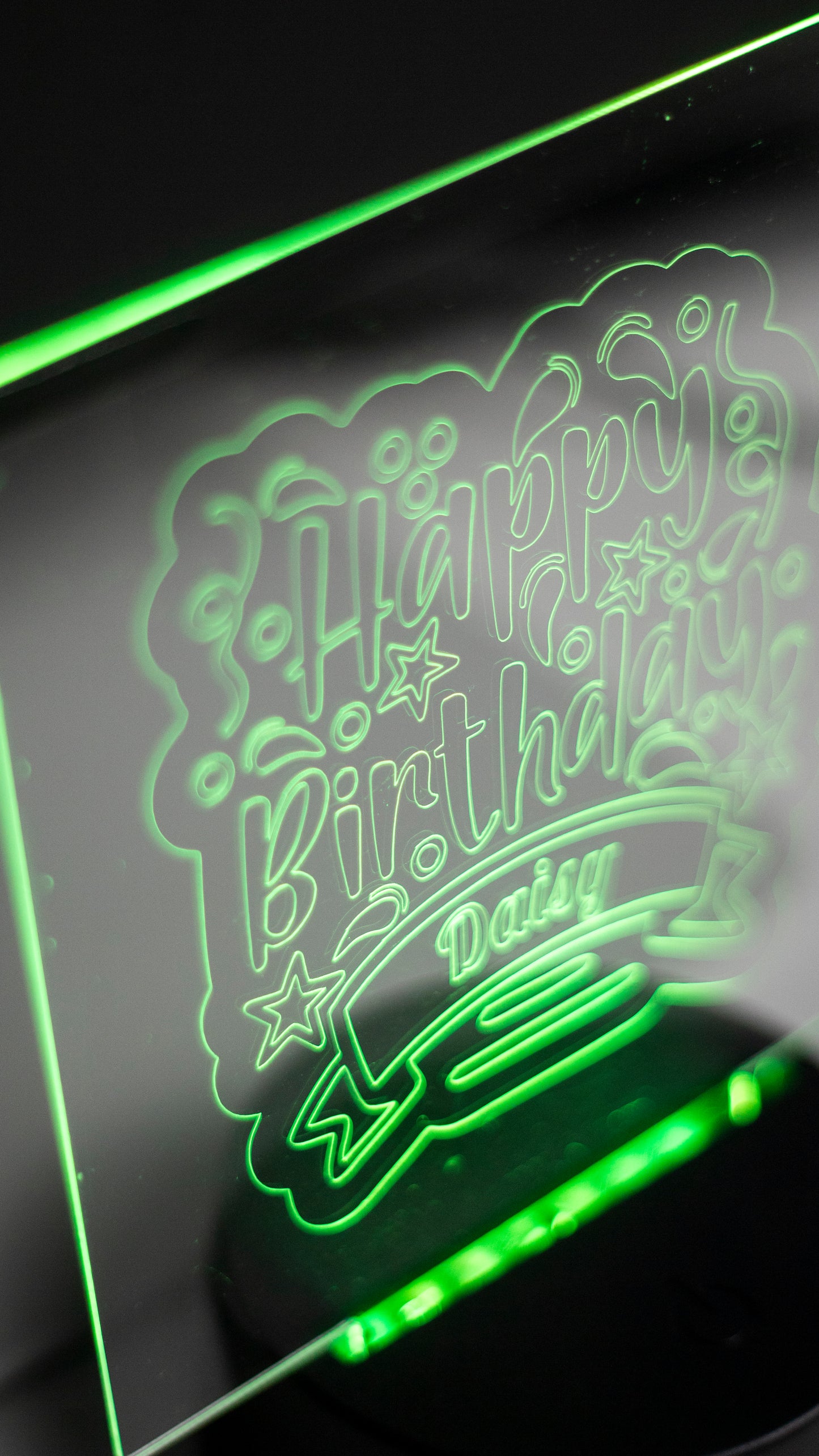 Personalised "Happy Birthday With Name" Acrylic Engraved Night Light