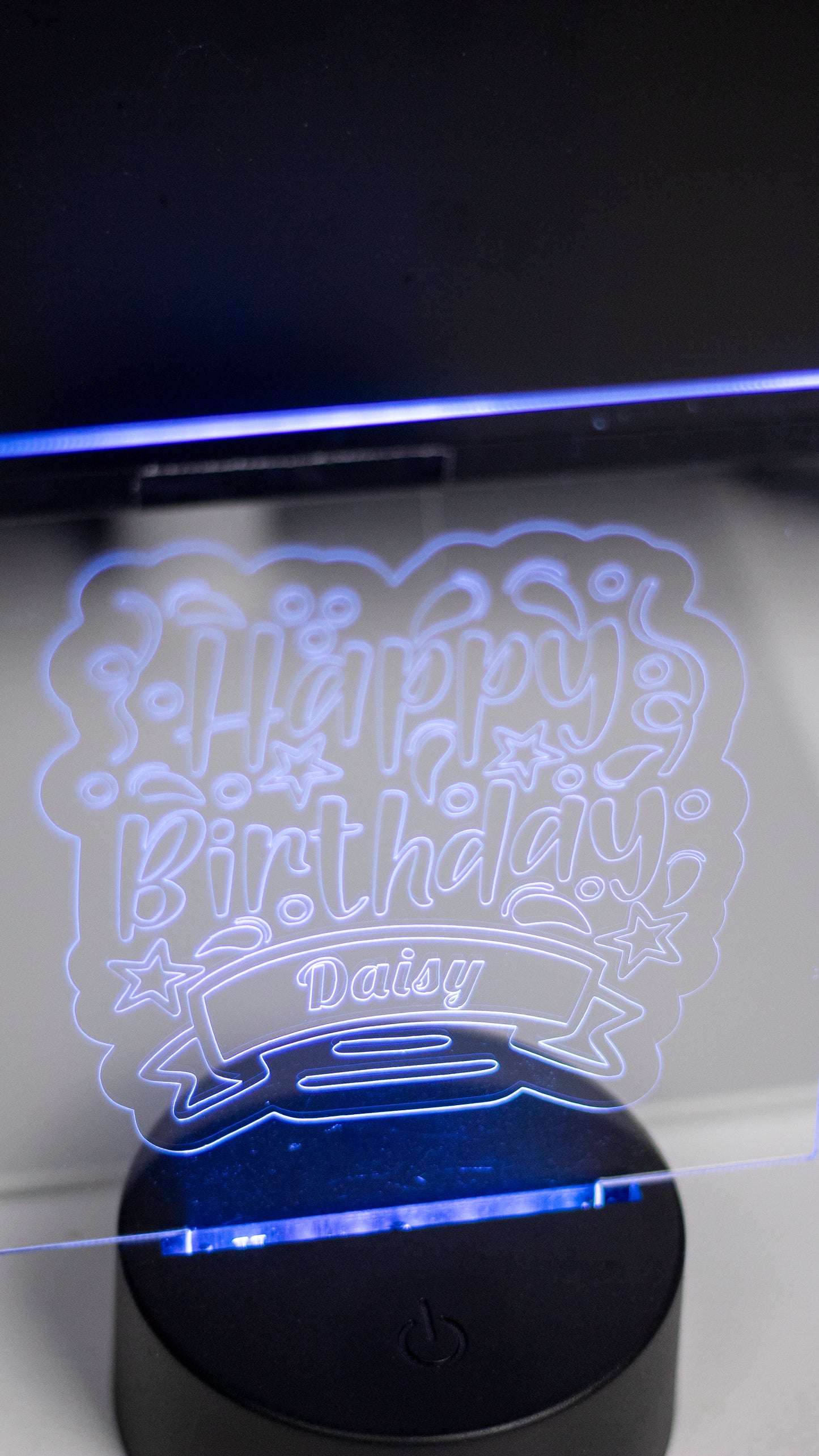 Personalised "Happy Birthday With Name" Acrylic Engraved Night Light