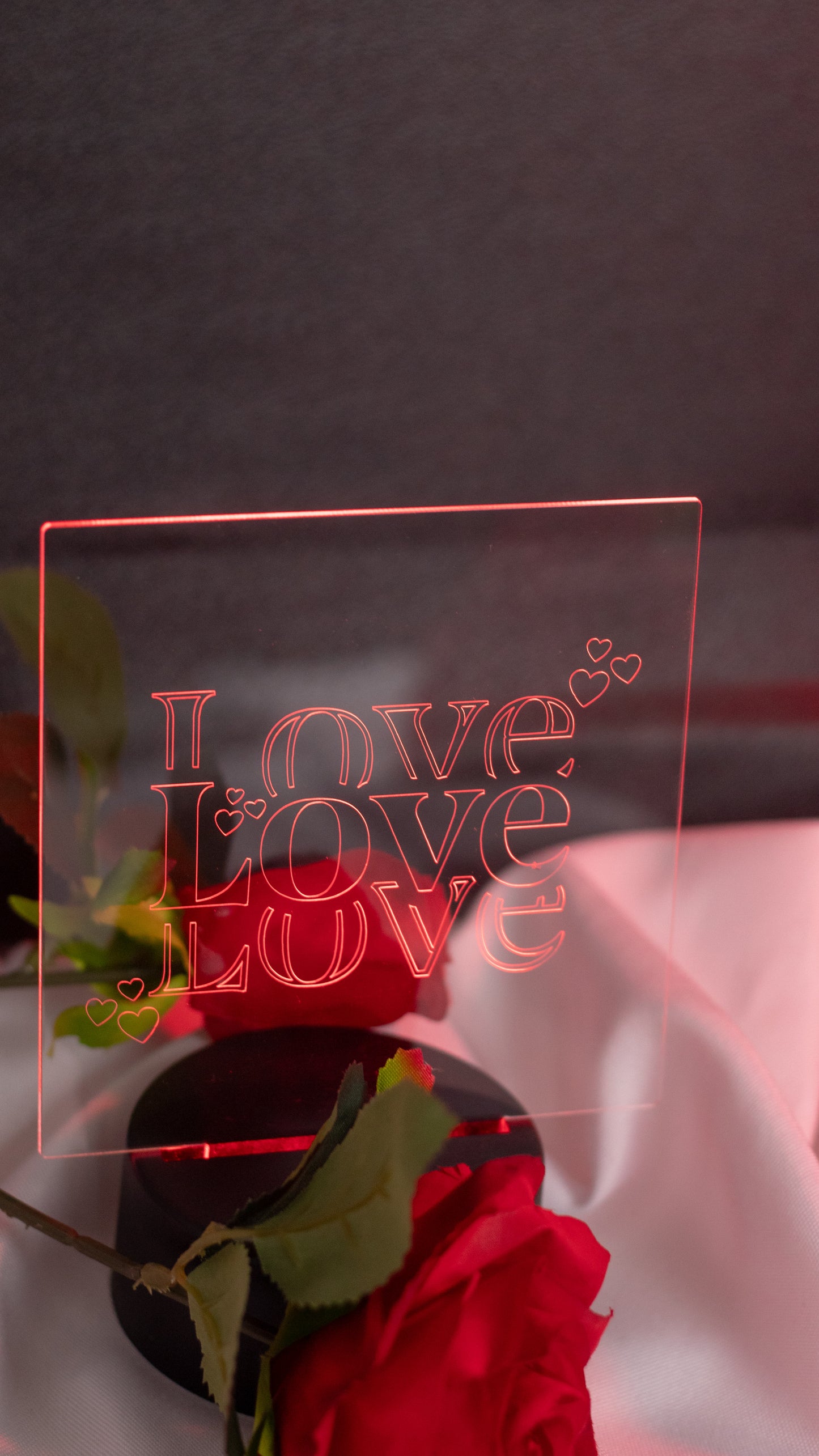 "Love,Love,Love" Acrylic Engraved Night Light