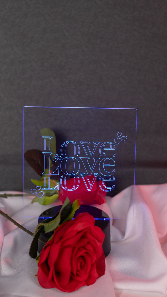 "Love,Love,Love" Acrylic Engraved Night Light