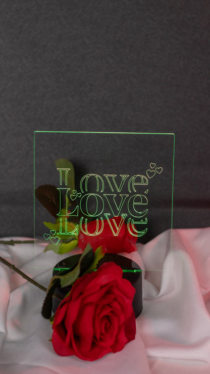 "Love,Love,Love" Acrylic Engraved Night Light
