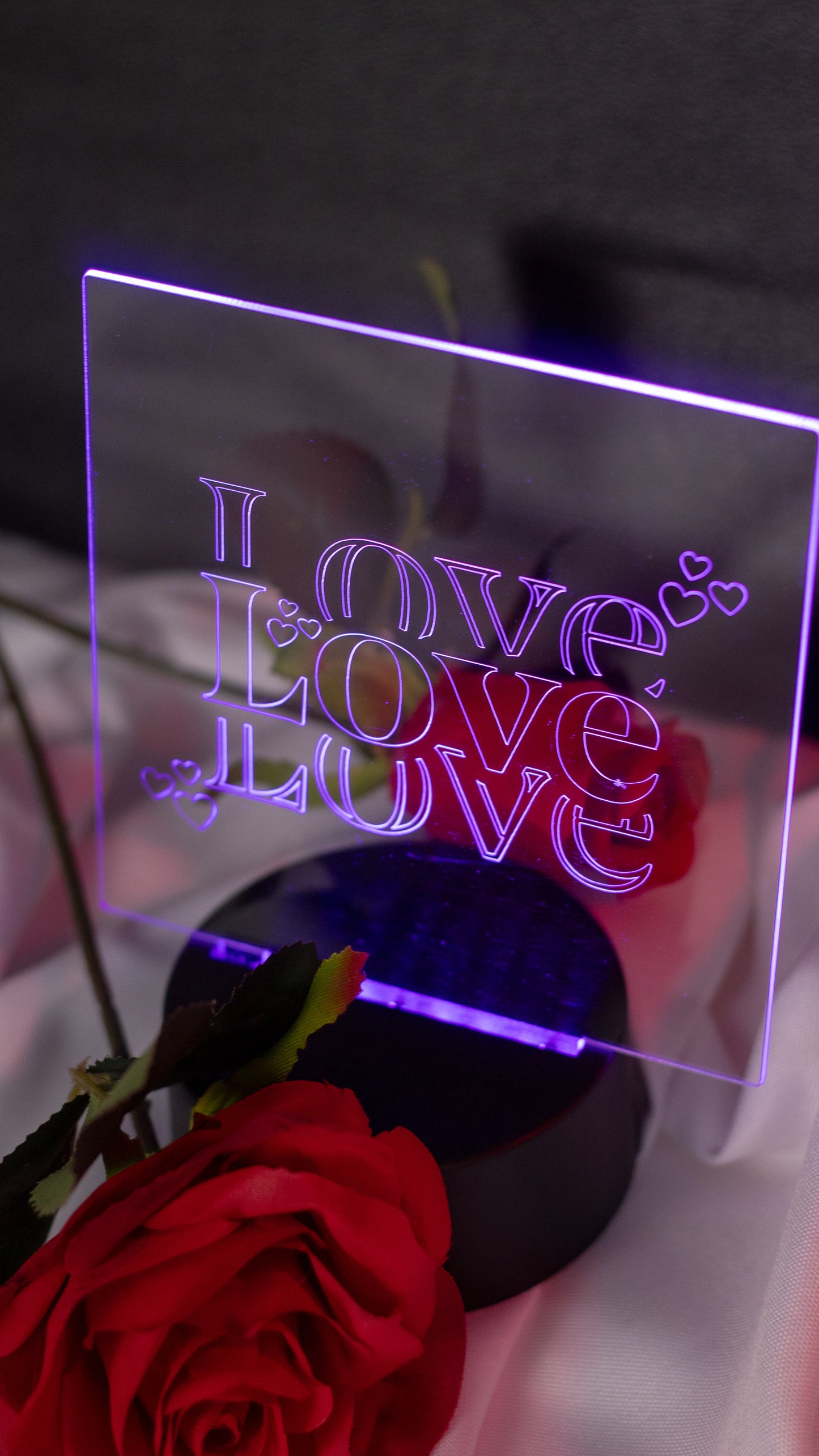 "Love,Love,Love" Acrylic Engraved Night Light