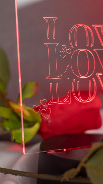 "Love,Love,Love" Acrylic Engraved Night Light