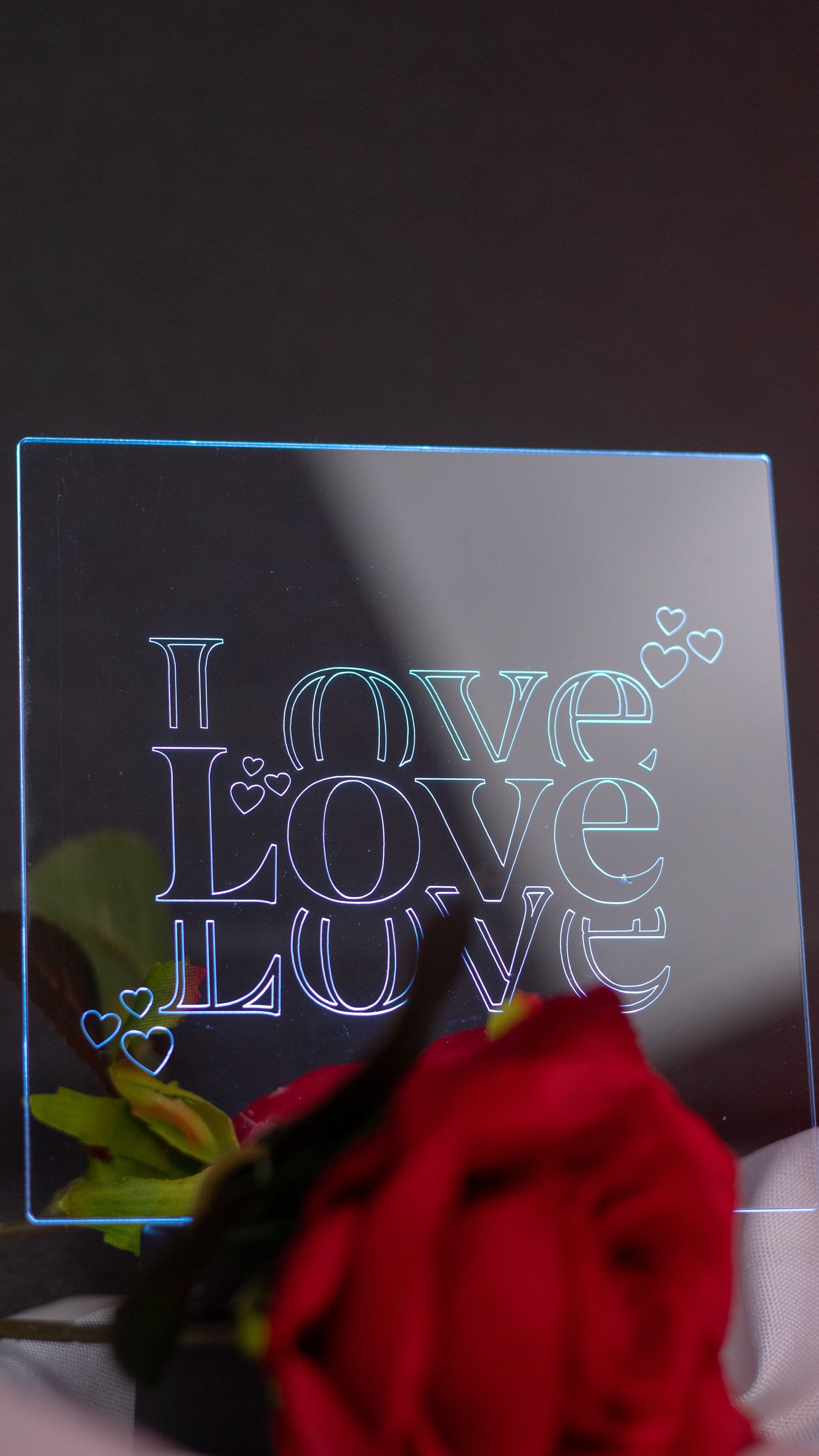 "Love,Love,Love" Acrylic Engraved Night Light