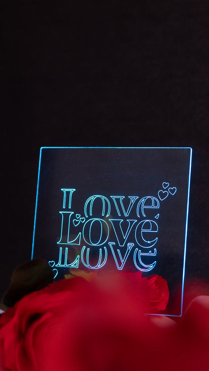 "Love,Love,Love" Acrylic Engraved Night Light