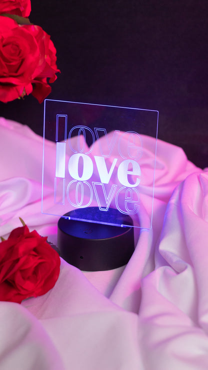 "Love,LOVE,Love" Acrylic Engraved Night Light