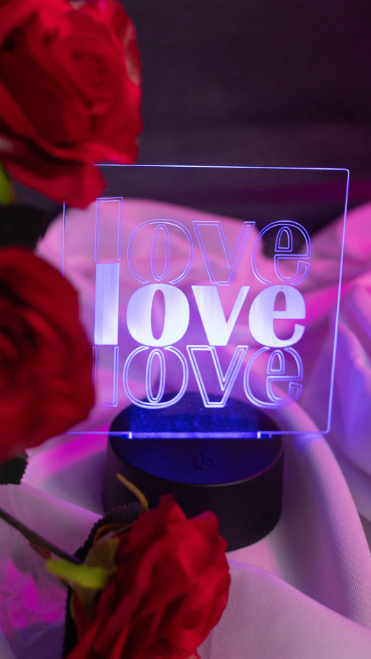 "Love,LOVE,Love" Acrylic Engraved Night Light