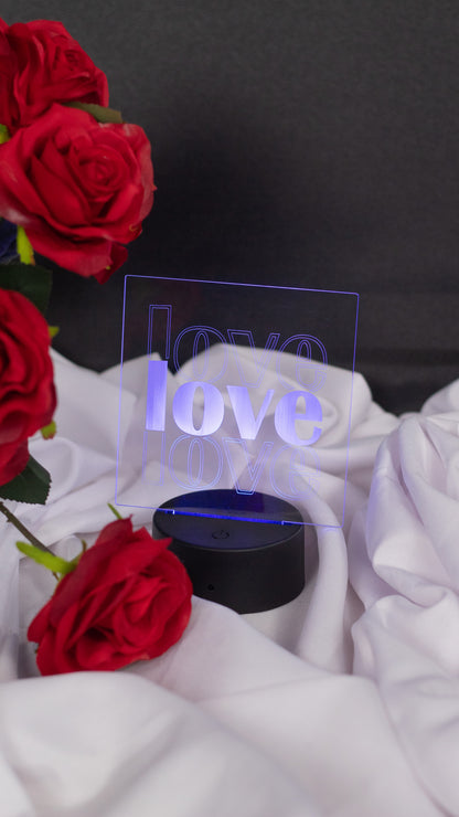 "Love,LOVE,Love" Acrylic Engraved Night Light