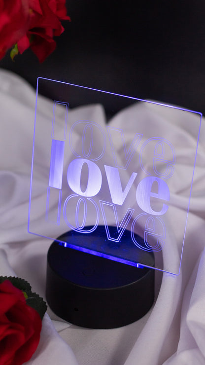 "Love,LOVE,Love" Acrylic Engraved Night Light