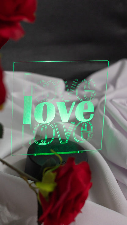 "Love,LOVE,Love" Acrylic Engraved Night Light