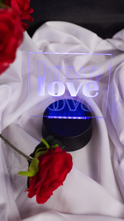 "Love,LOVE,Love" Acrylic Engraved Night Light