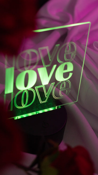 "Love,LOVE,Love" Acrylic Engraved Night Light