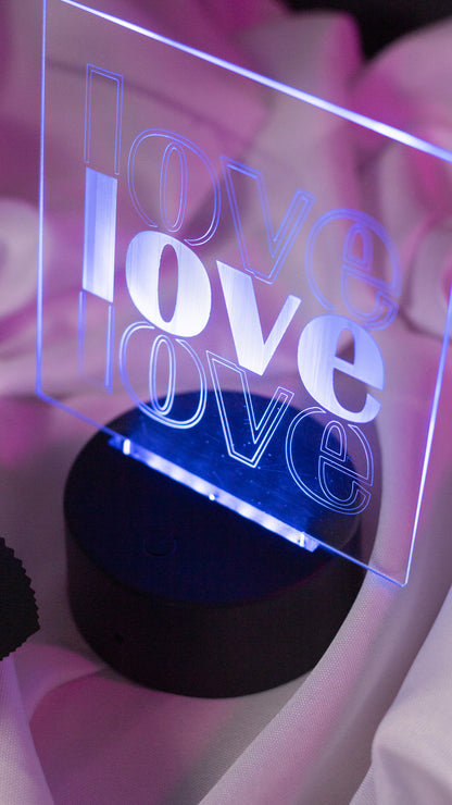 "Love,LOVE,Love" Acrylic Engraved Night Light