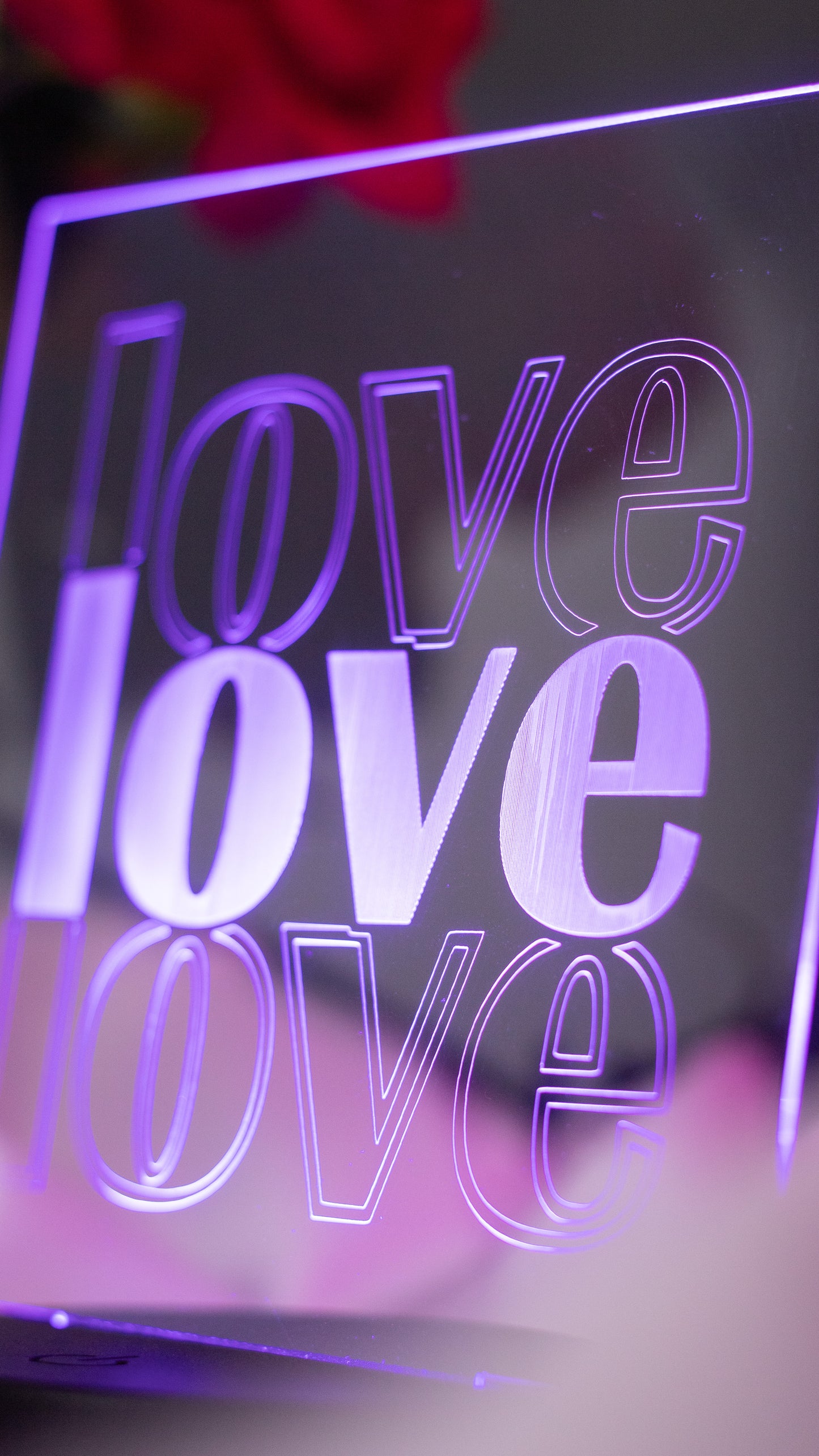 "Love,LOVE,Love" Acrylic Engraved Night Light