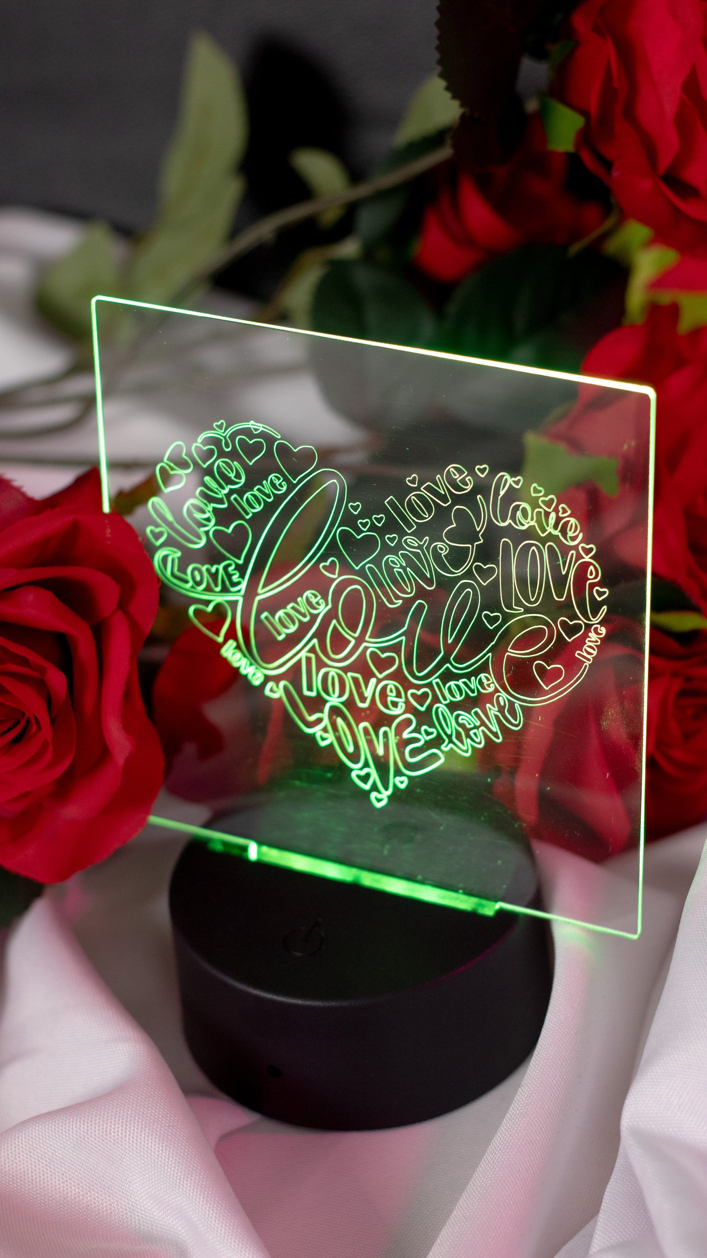 "Love" in Heart Shape Acrylic Engraved Night Light