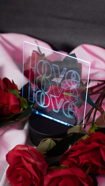 "Love,LOVE,Love" Acrylic Engraved Night Light