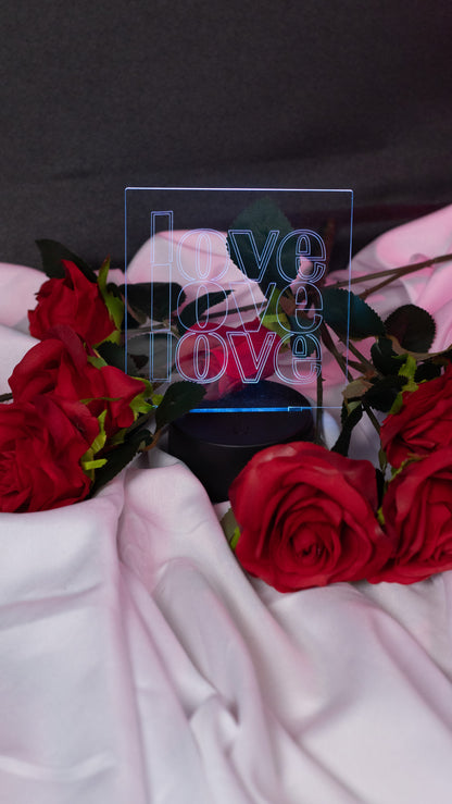 "Love,LOVE,Love" Acrylic Engraved Night Light