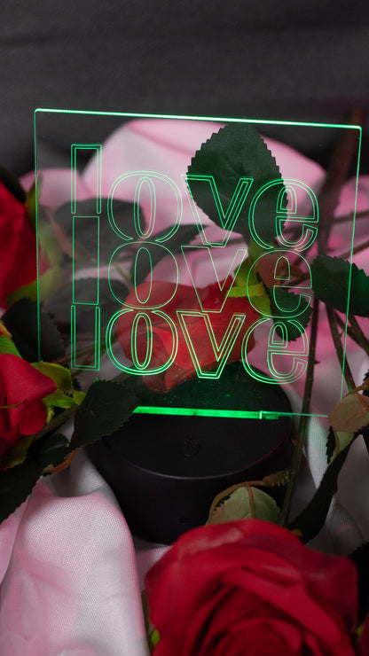 "Love,LOVE,Love" Acrylic Engraved Night Light