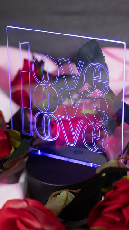 "Love,LOVE,Love" Acrylic Engraved Night Light