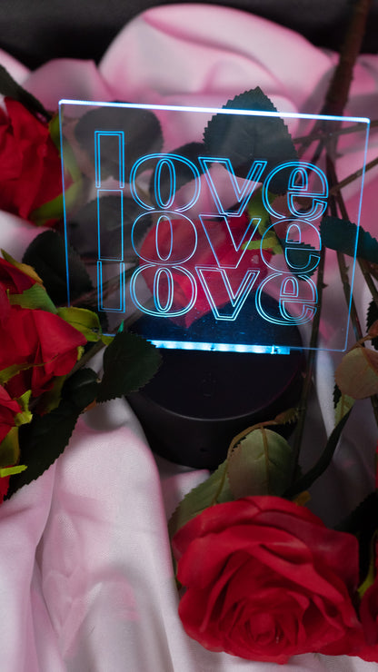 "Love,LOVE,Love" Acrylic Engraved Night Light