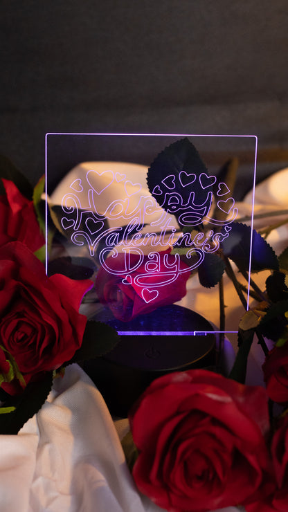"Happy Valentines Day" in Heart Shape Acrylic Engraved Night Light