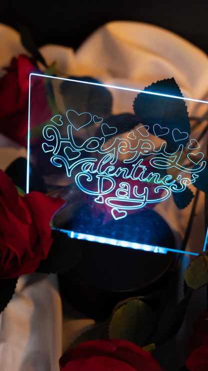 "Happy Valentines Day" in Heart Shape Acrylic Engraved Night Light