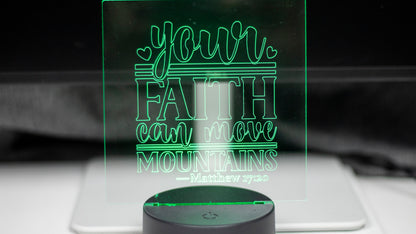 "Your Faith Can Move Mountains" Acrylic Engraved Night Light