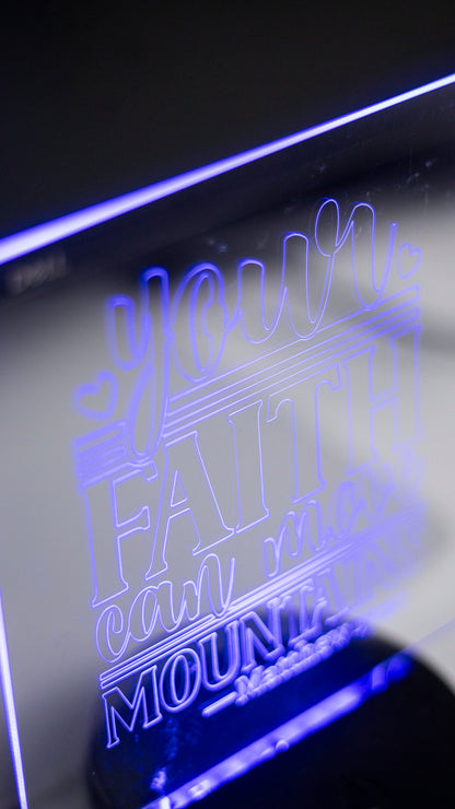 "Your Faith Can Move Mountains" Acrylic Engraved Night Light