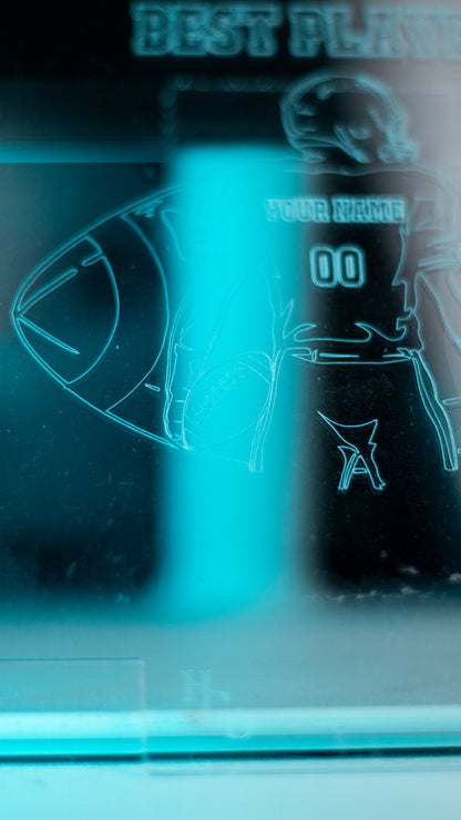 Personalised American Football 'Best Player' Acrylic Engraved Night Light