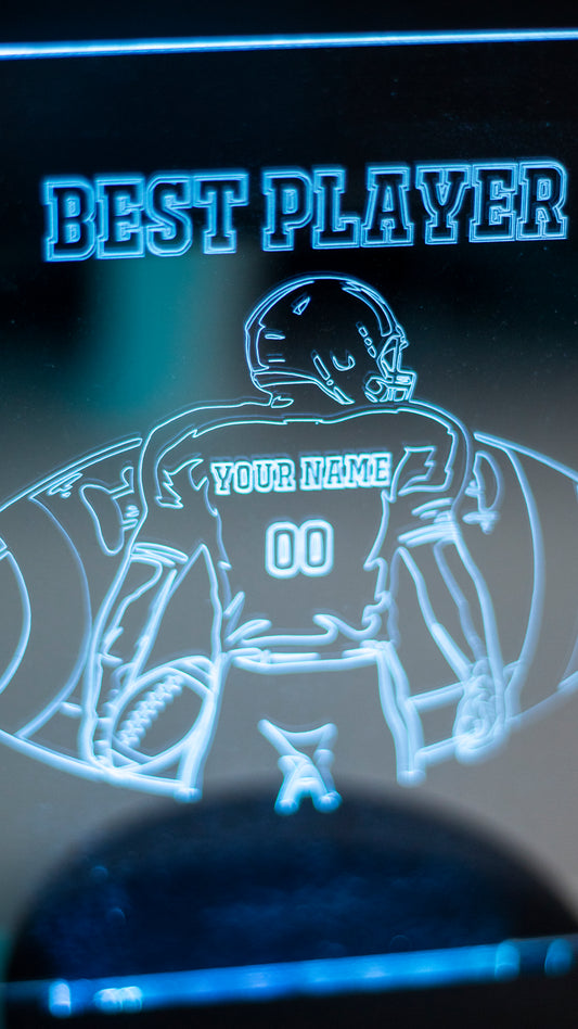 Personalised American Football 'Best Player' Acrylic Engraved Night Light