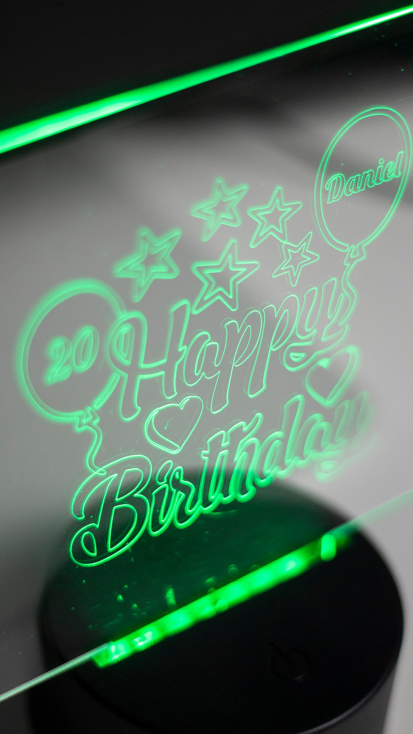 Personalised "Happy Birthday With Name & Age" Acrylic Engraved Night Light