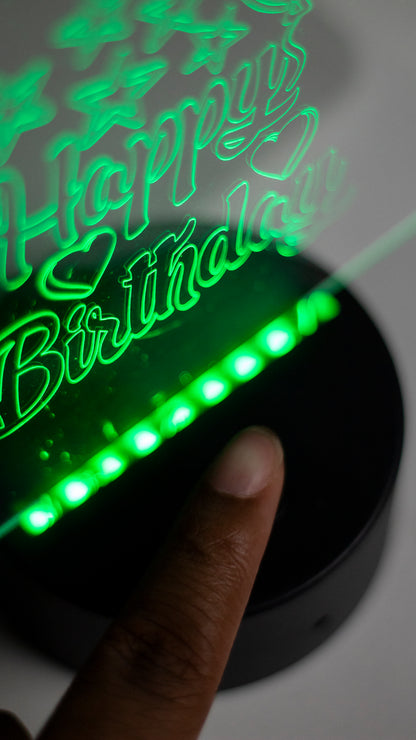 Personalised "Happy Birthday With Name & Age" Acrylic Engraved Night Light